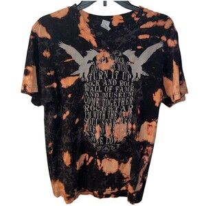 Rock & Roll Hall of Fame T-Shirt Mens M Kavio Guy Bleach Splatter Black *Flaw